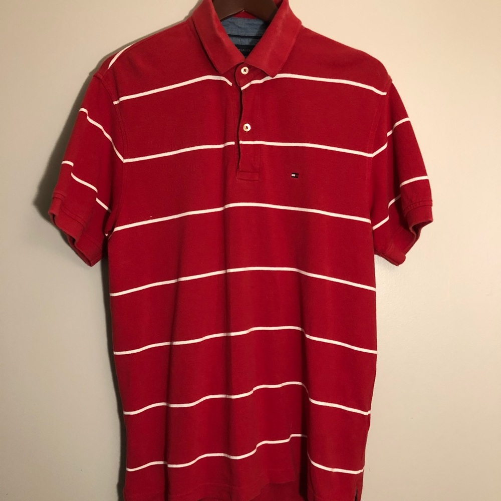 Tommy Hilfiger Red/White Striped Polo